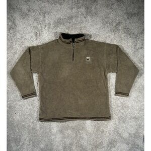 Vintage Arctic Image Mackinac Island Fleece Pullover Brown Quarter Zip Sherpa